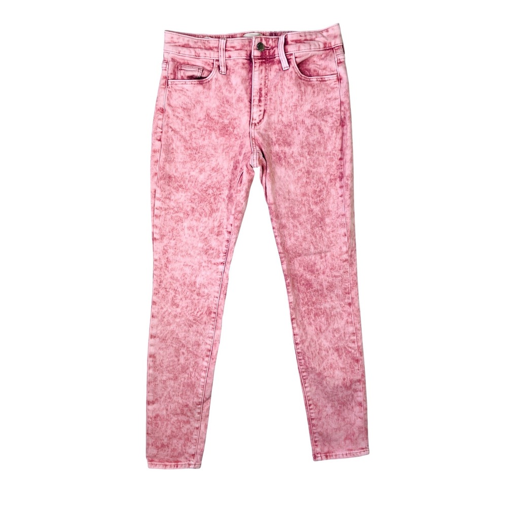 Universal Thread Pink Acid Wash Skinny Jeans Womens 2/26R High Rise Denim